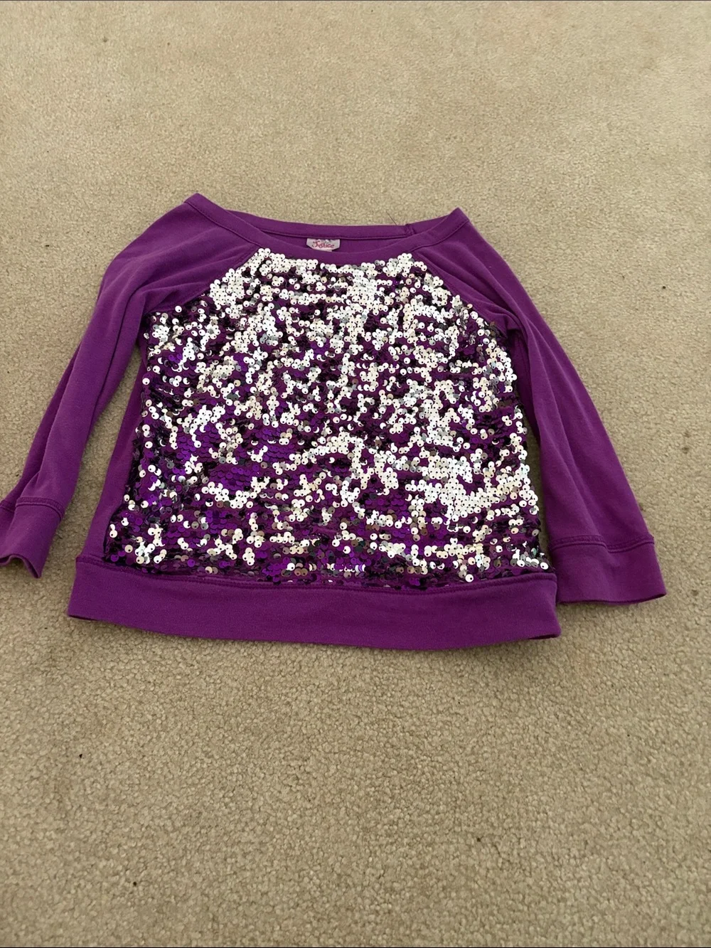 Justice Purple Sequin Front Raglan Sweatshirt